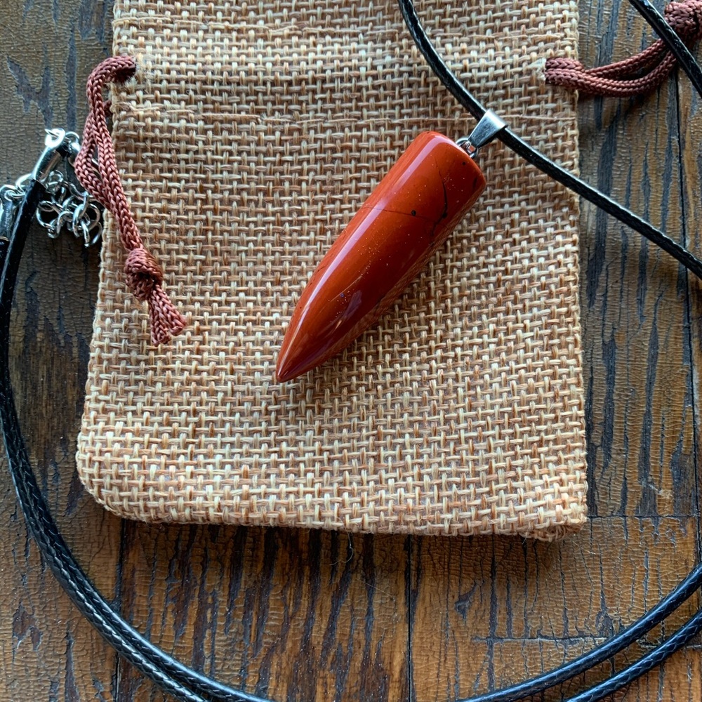 Red Jasper Bullet Necklace Crystals for Men Unisex Crystal Necklace Aries Gift